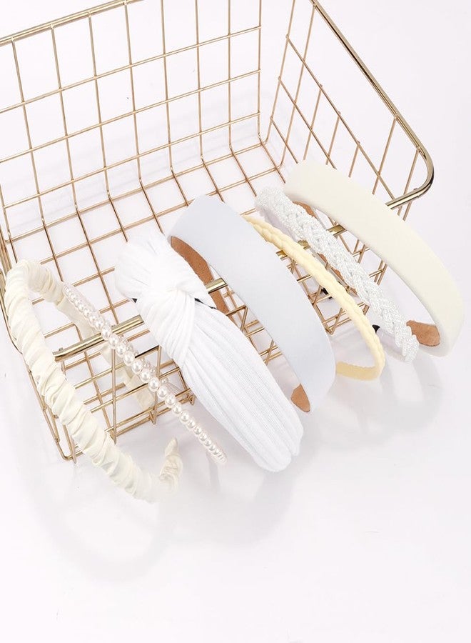 AHONEY 7 Pack White Headbands for Women Girls Headband Non Slip Hairbands Cute Hair Accessories Multi-style Headband Pack Wedding Head Band (White) - Image 4